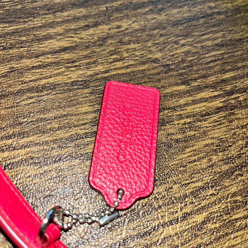 Red Leather Pebble Mini Coach Drawstring Backpack - Picture 7 of 7
